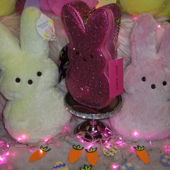 Betsey Johnson Kitsch Peeps Pink Rhinestone Bunny Rabbit Easter Crossbody Bag - Picture 16 of 16